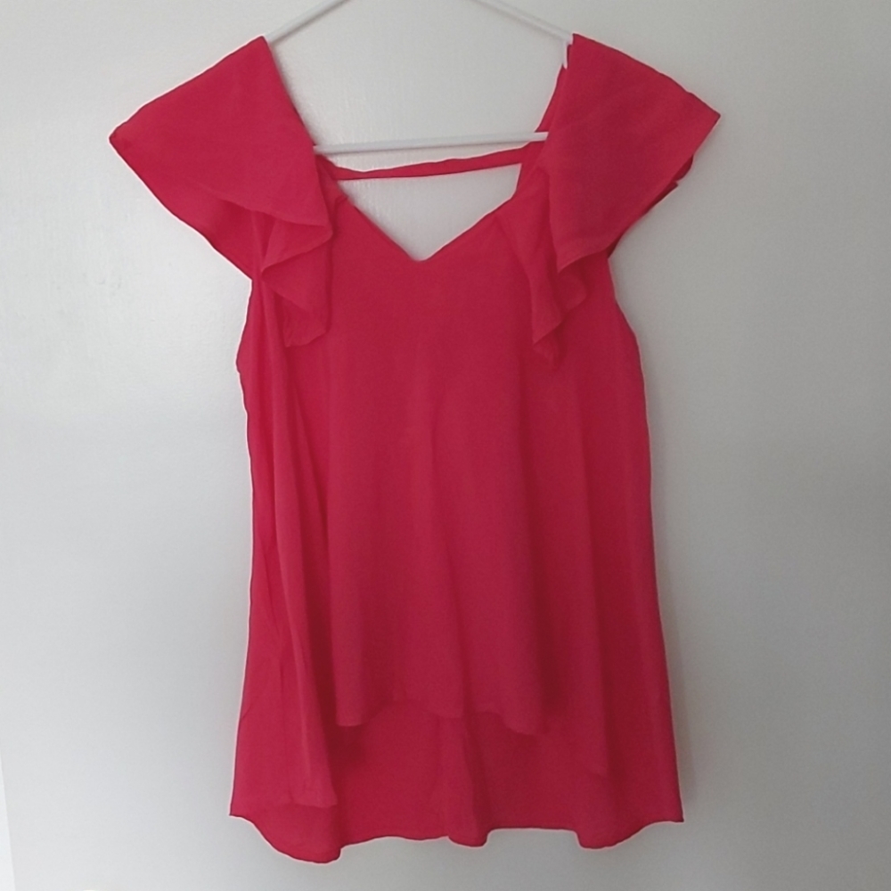 BCBGeneration magenta pink ruffle blouse